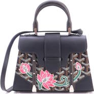 Pre-Owned Goyard Structured Saigon Top Handle Bag Embroidered Coated Canvas with Leather Mini