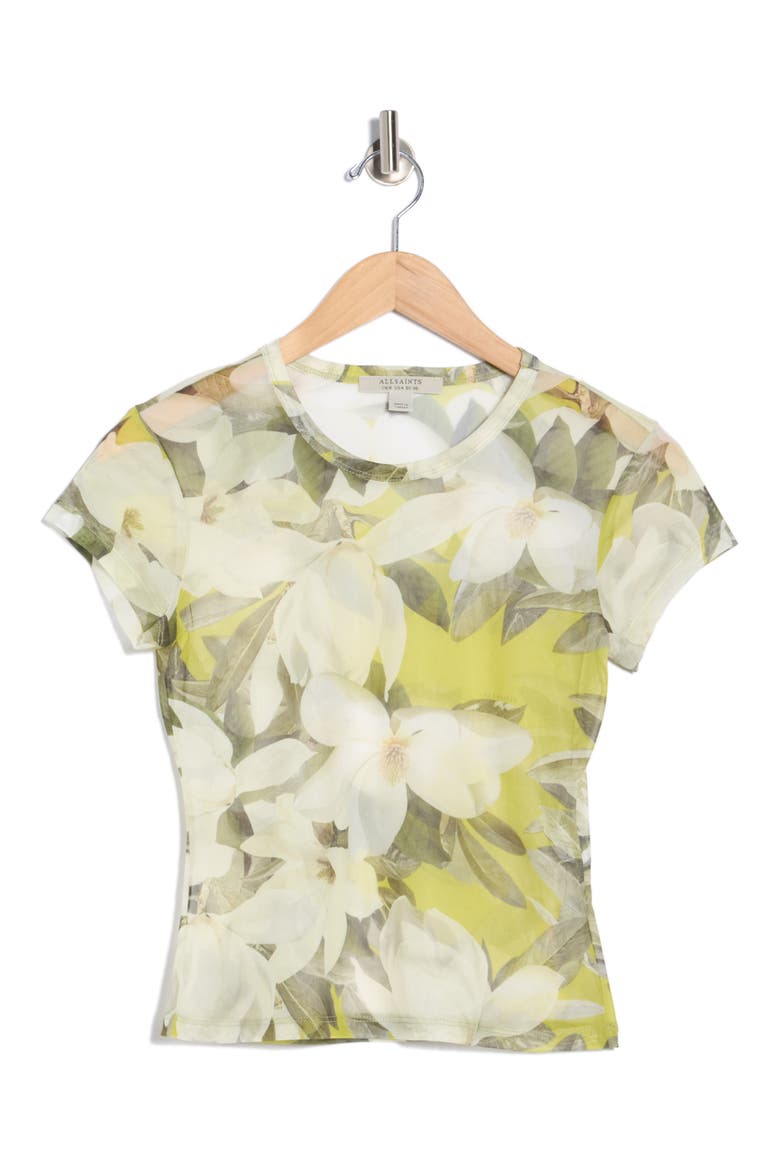 Ellie Floral Mesh T-Shirt, Alternate, color, REVIVE STEM GREEN