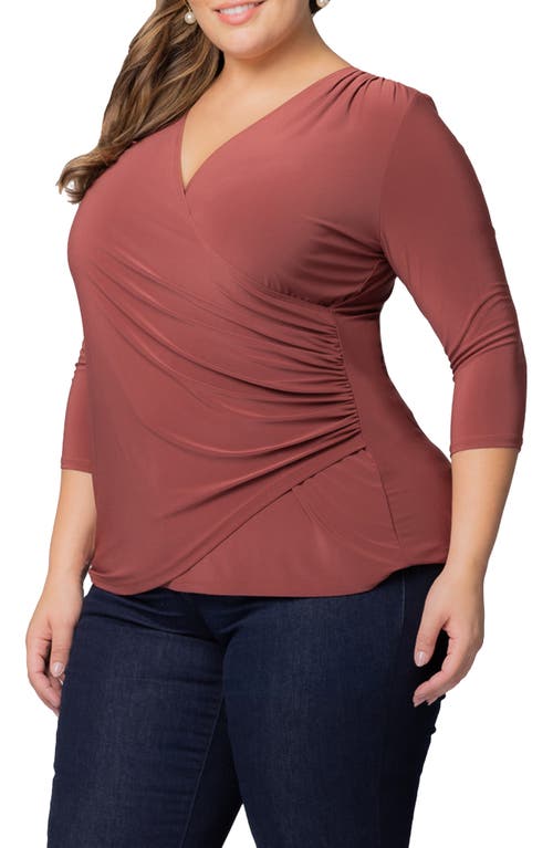 Shop Kiyonna Faux Wrap Top In Marsala