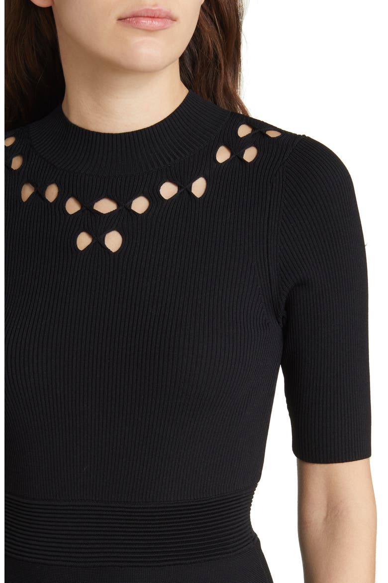 Jesseca Ribbed Sweater Dress, Alternate, color, BLACK