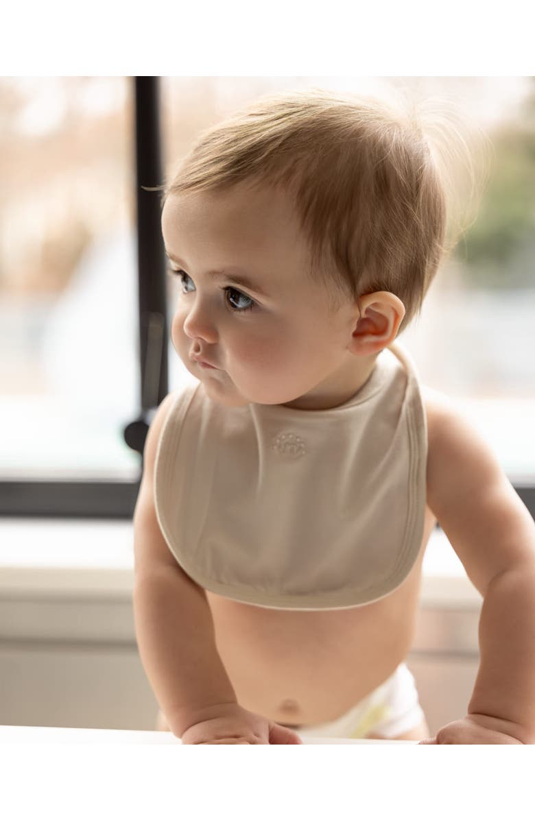 MiniMoi Baby Stretch Modal Back-Snap Solid-Color Bib, Alternate, color, Latte