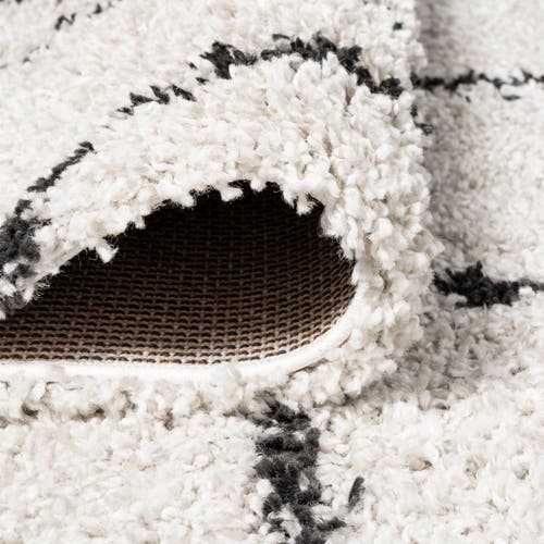 Jonathan Y Alcudia Geometric Shag Area Rug In Beige/dark Gray