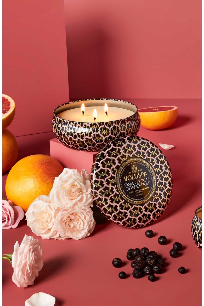 Three-Wick Tin Candle, Alternate, color, PINK CITRON