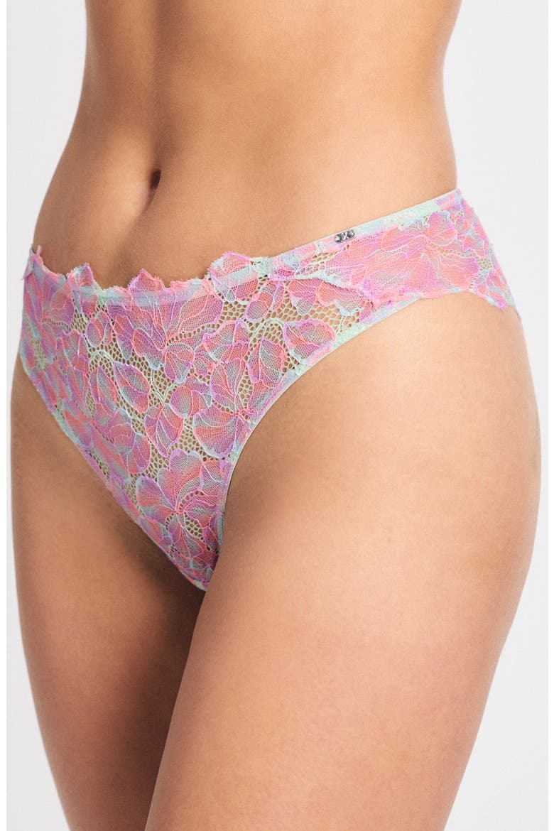 Sun Tide Floral Lace Cheeky Briefs, Alternate, color, SHY GREEN