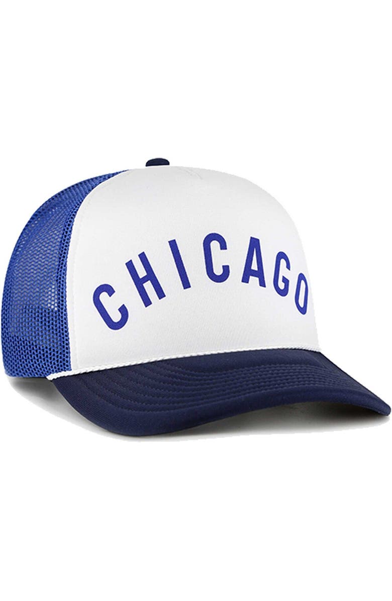 '47 Men's '47 White Chicago Cubs Foam Front Script Trucker Snapback Hat, Alternate, color, White