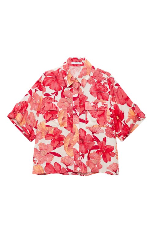 Mango Floral Button-up Shirt In Red