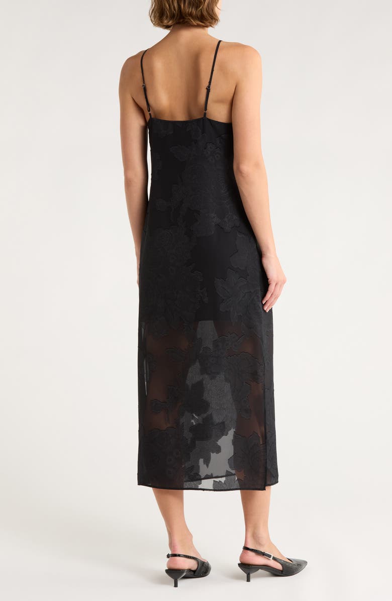 Leith Jacquard Slip Dress, Alternate, color, Black