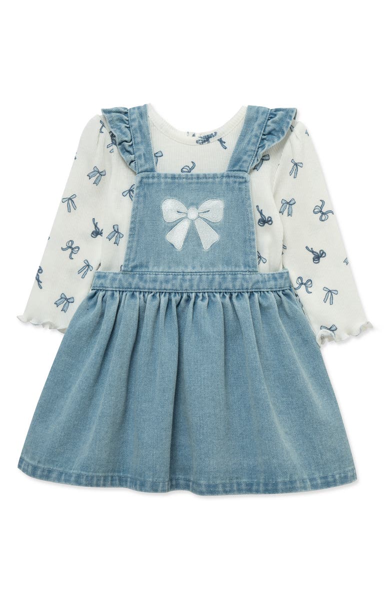 Little Me Bow Long Sleeve Top & Jumper Set, Alternate, color, Blue