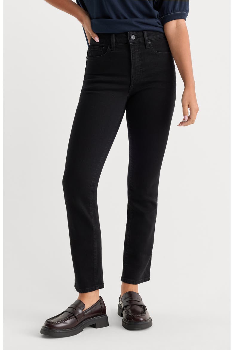 Good Petite High Waist Straight Leg Jeans, Main, color, BLACK001