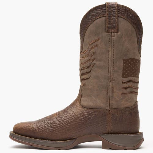 Durango Brown Distressed Flag Embroidery Western Boot In Brown