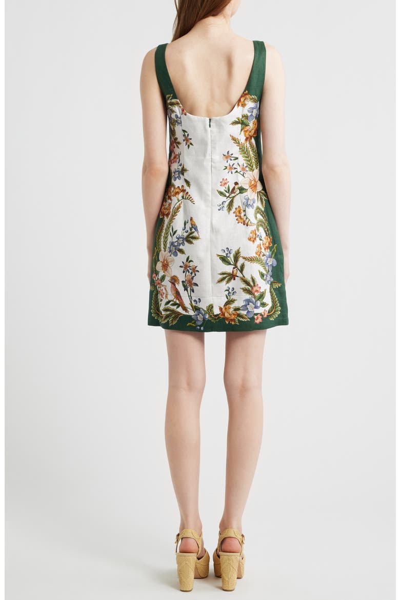 Nature Sand Print Linen Minidress, Alternate, color, NATURE SAND/ GREEN