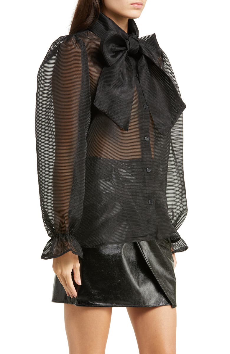 STELLA NOVA Erina Bow Button-Up Blouse, Alternate, color, 