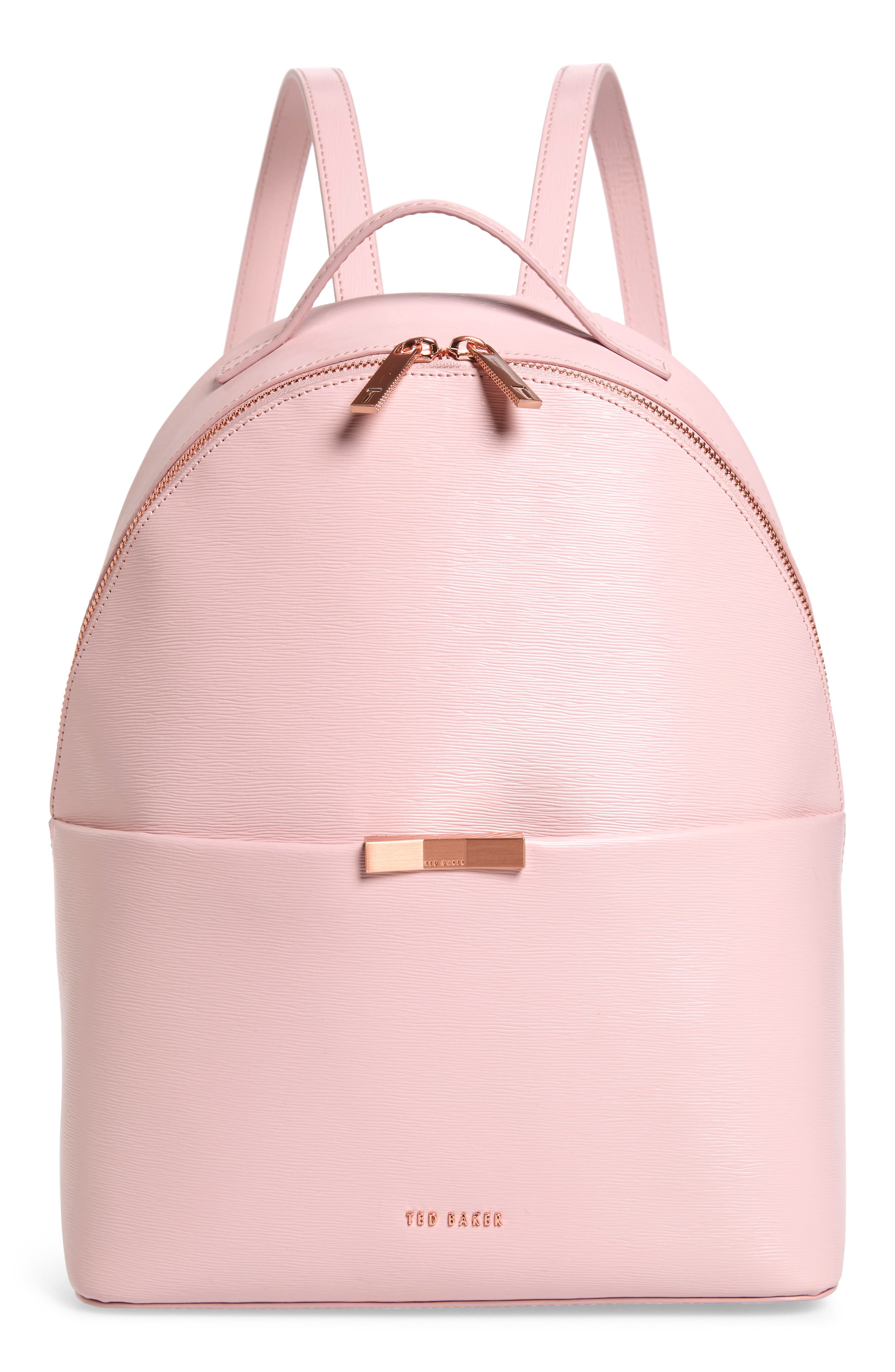 Ted Baker London Jenyy Faceted Bow Leather Backpack, Main, color, 