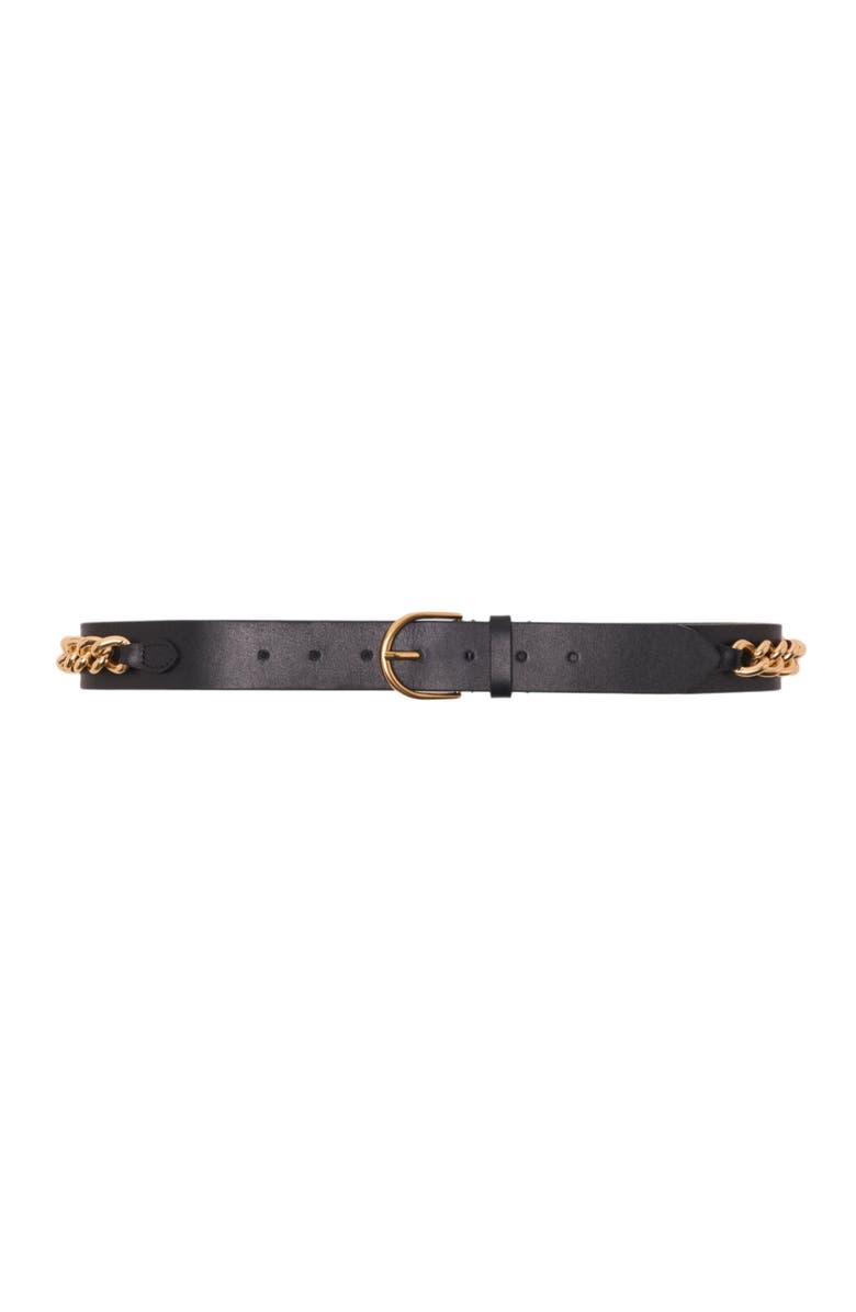 maje Leather belt with chain details, Main, color, Black
