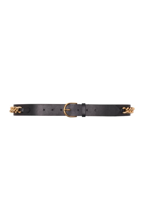 Leather belt with chain details