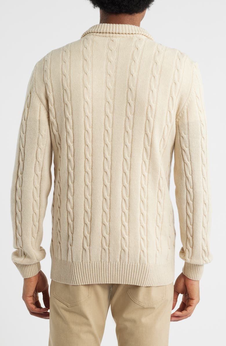 Aurélien Cable Merino Wool Half Placket Sweater, Alternate, color, Light Beige