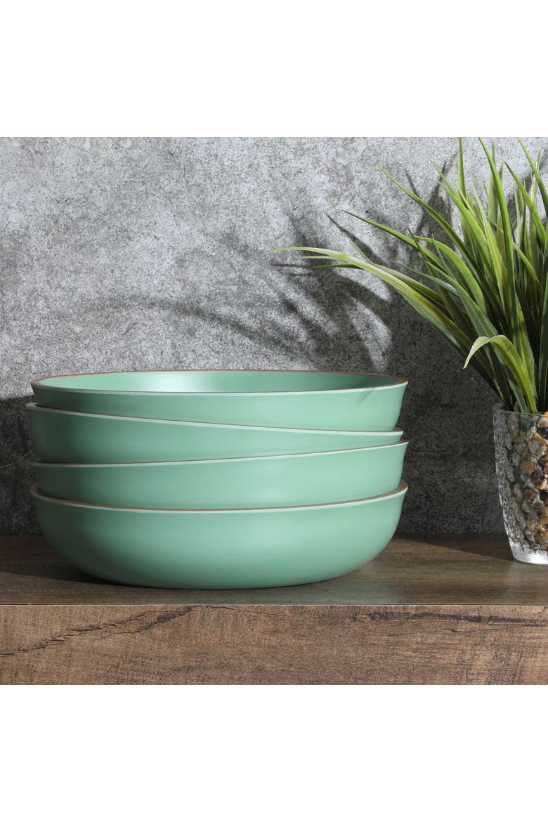 Rockabye 4 Piece 8.5 Inch Melamine Dinner Bowl Set, Alternate, color, Green