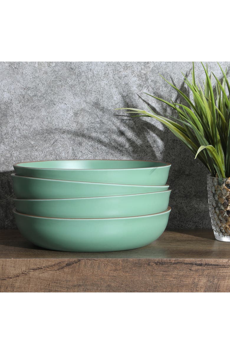 Gibson Home Rockabye 4 Piece 8.5 Inch Melamine Dinner Bowl Set, Alternate, color, Green