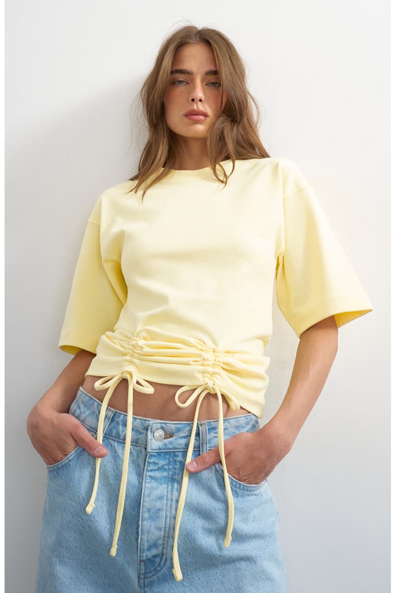 Drawcord Detail Crop Top, Main, color, YELLOW