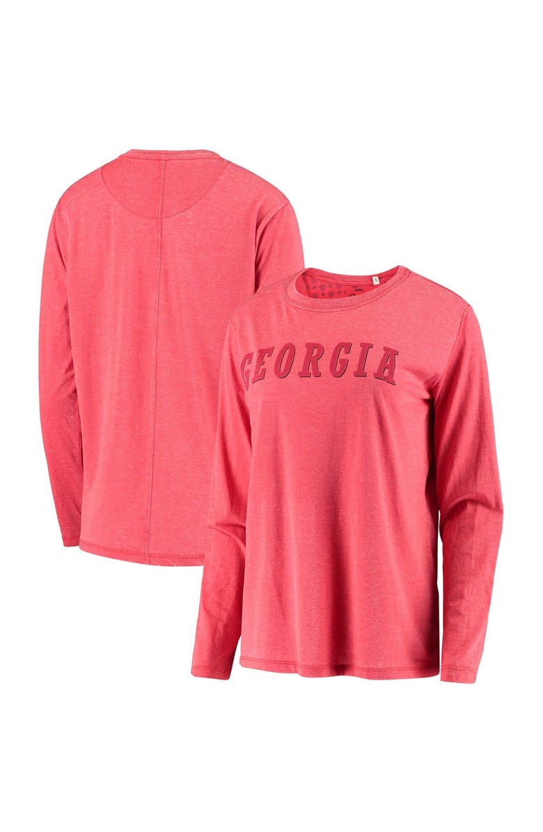 PRESSBOX Women's Pressbox Red Georgia Bulldogs Tonal Block Vintage Wash Long Sleeve T-Shirt, Main, color, Red