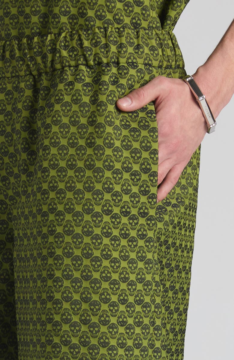 McQueen Skull Jacquard Pajama Shorts, Alternate, color, Absynthe