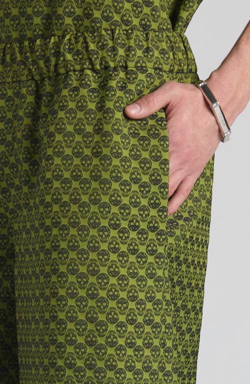 Alexander Mcqueen Mcqueen Skull Jacquard Pajama Shorts In Green