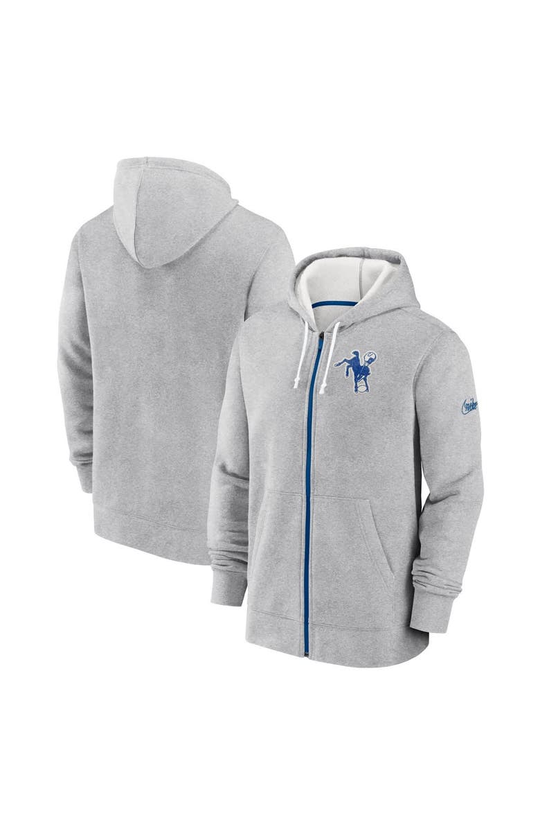 Nike Men's Nike Gray Indianapolis Colts Historic Lifestyle Full-Zip Hoodie, Alternate, color, 