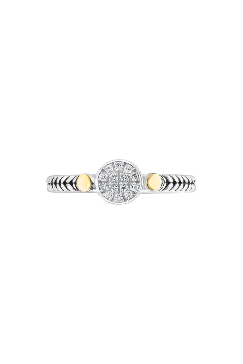Sterling Silver & 18K Gold Pavé Diamond Ring - 0.09ct., Alternate, color, SILVER