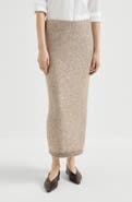 Brunello Cucinelli Mohair and wool dazzling texture knit skirt with monili