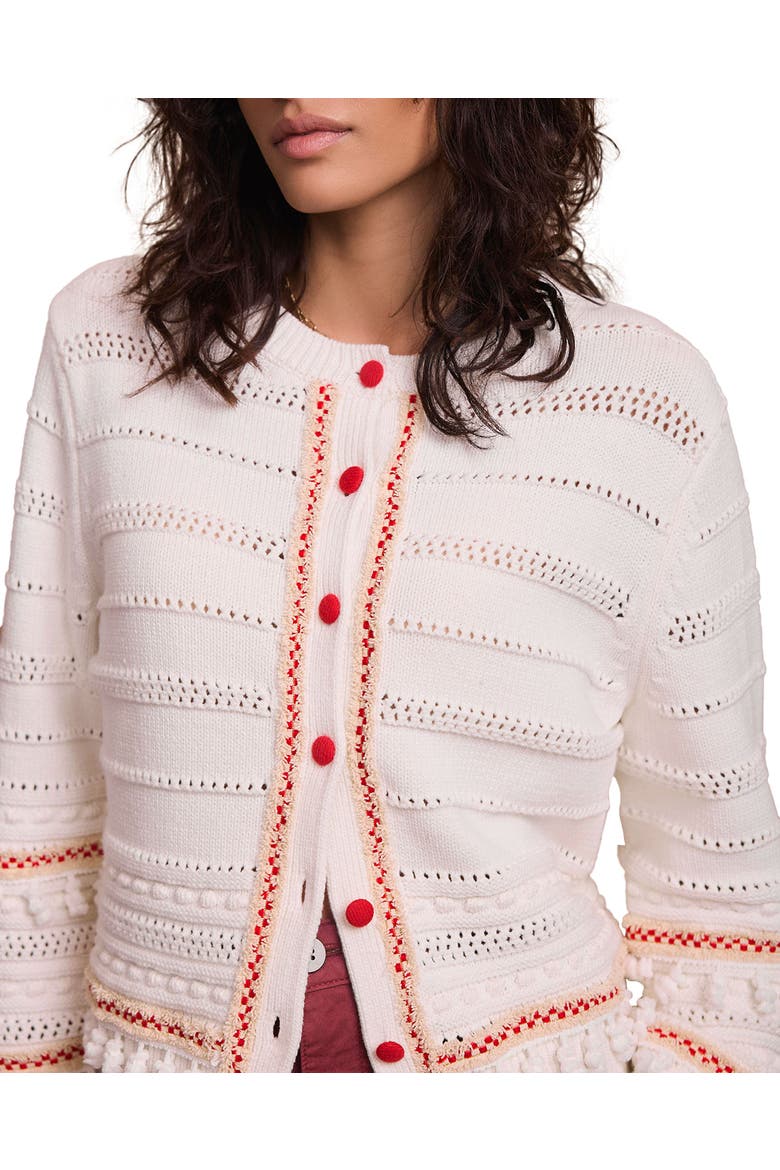 Cotton Blend Tassel Cardigan, Alternate, color, Ivory
