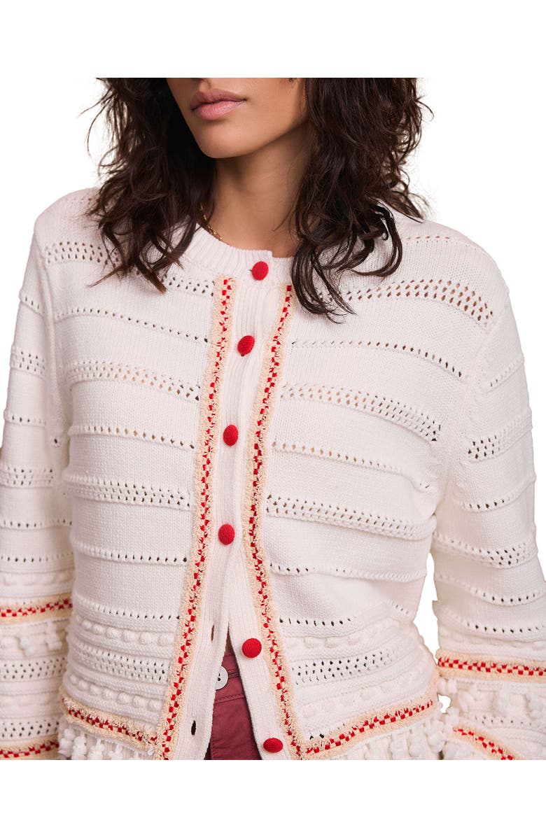 MINT VELVET Cotton Blend Tassel Cardigan, Alternate, color, Ivory