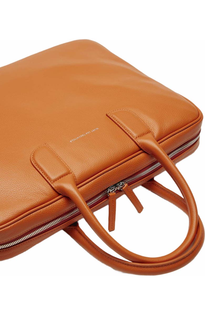 Want Les Essentiels Lesage Pebble-Grained Leather Computer Bag, Alternate, color, Orange