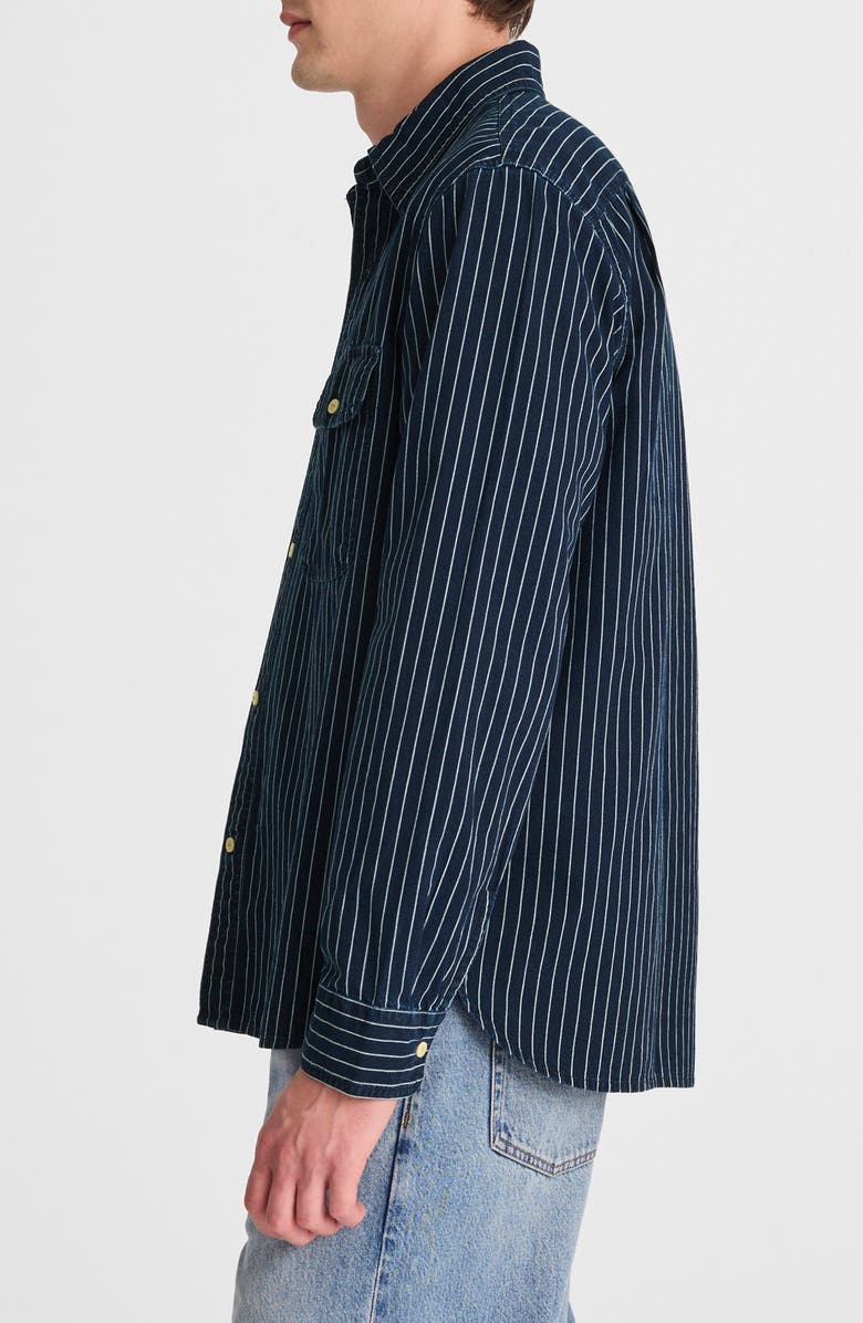 Madewell Indigo Dyed Stripe Button-Up Work Shirt, Alternate, color, Stripe