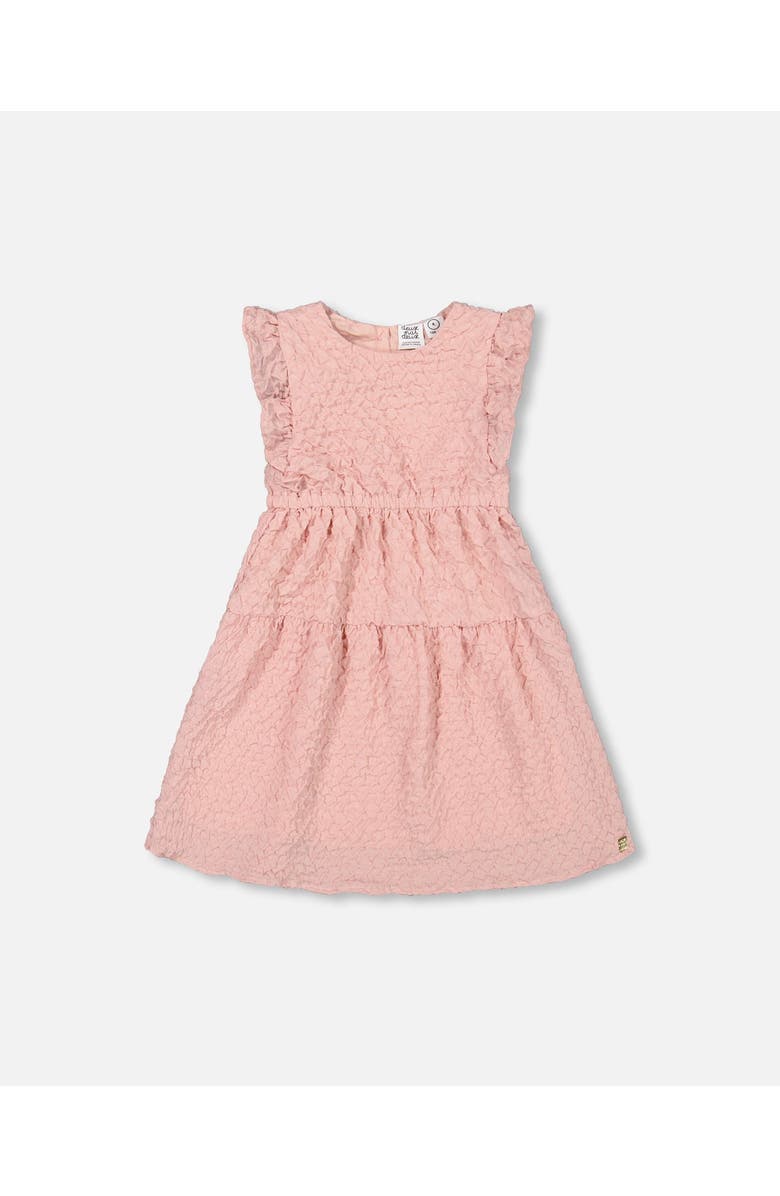 Deux par Deux Little Girl's Textured Poplin Dress Silver Pink, Main, color,
