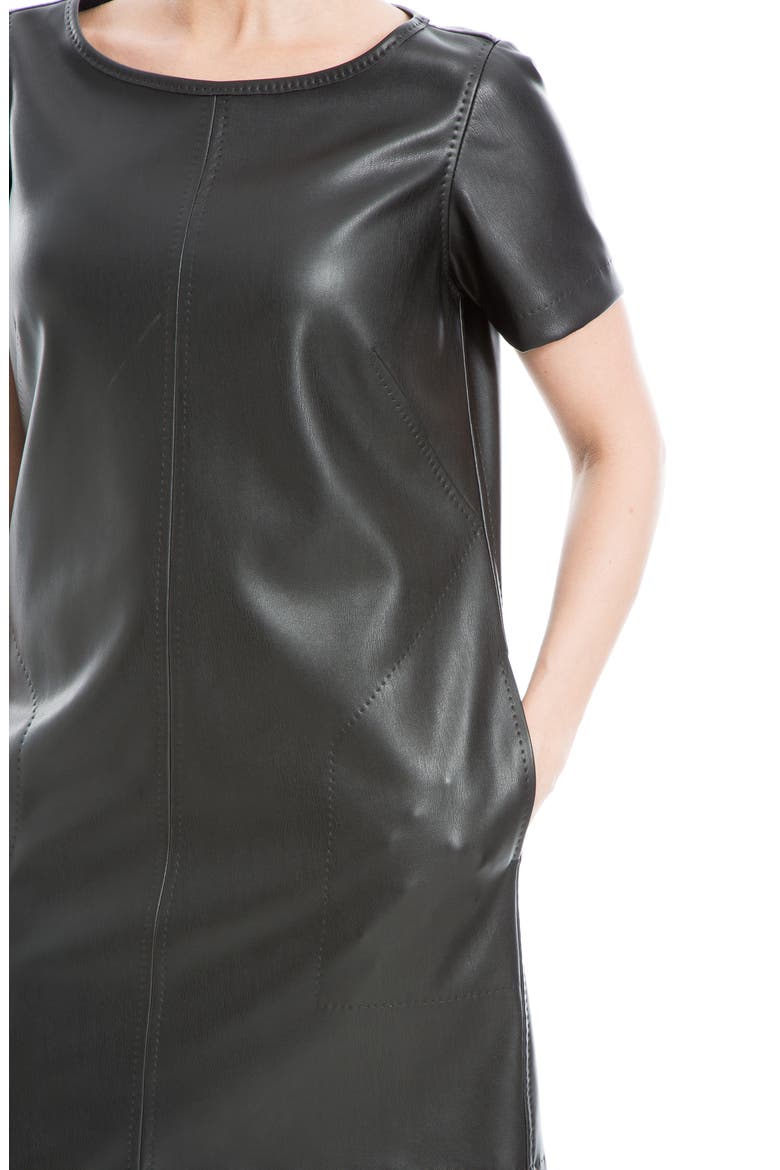 Short Sleeve Faux Leather Dress, Alternate, color, BLACK