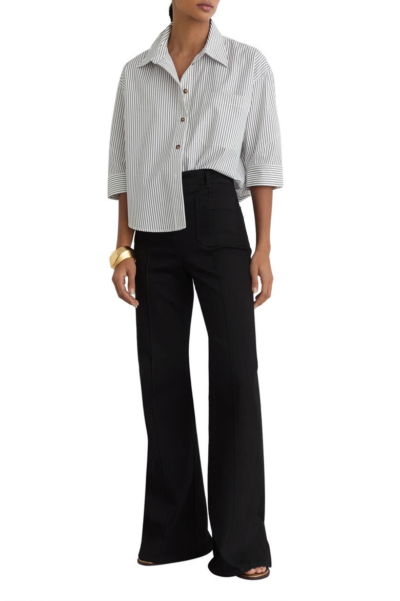 Saoirse Stripe Button-Up Shirt, Alternate, color, IVORY/ BLUE
