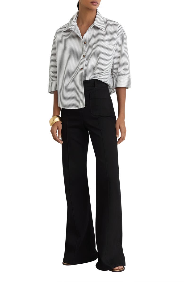 Reiss Saoirse Stripe Button-Up Shirt, Alternate, color, Ivory/ Blue