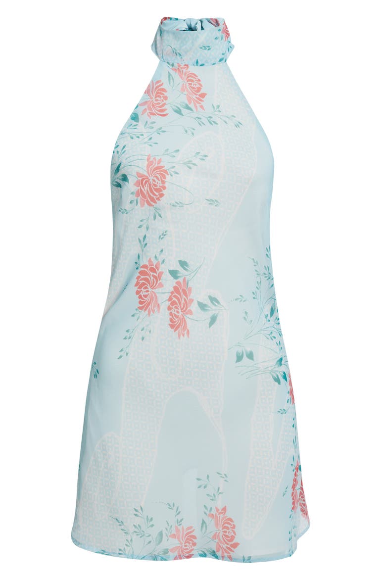 Piper Flower Halter Neck Minidress, Alternate, color, LIGHT BLUE