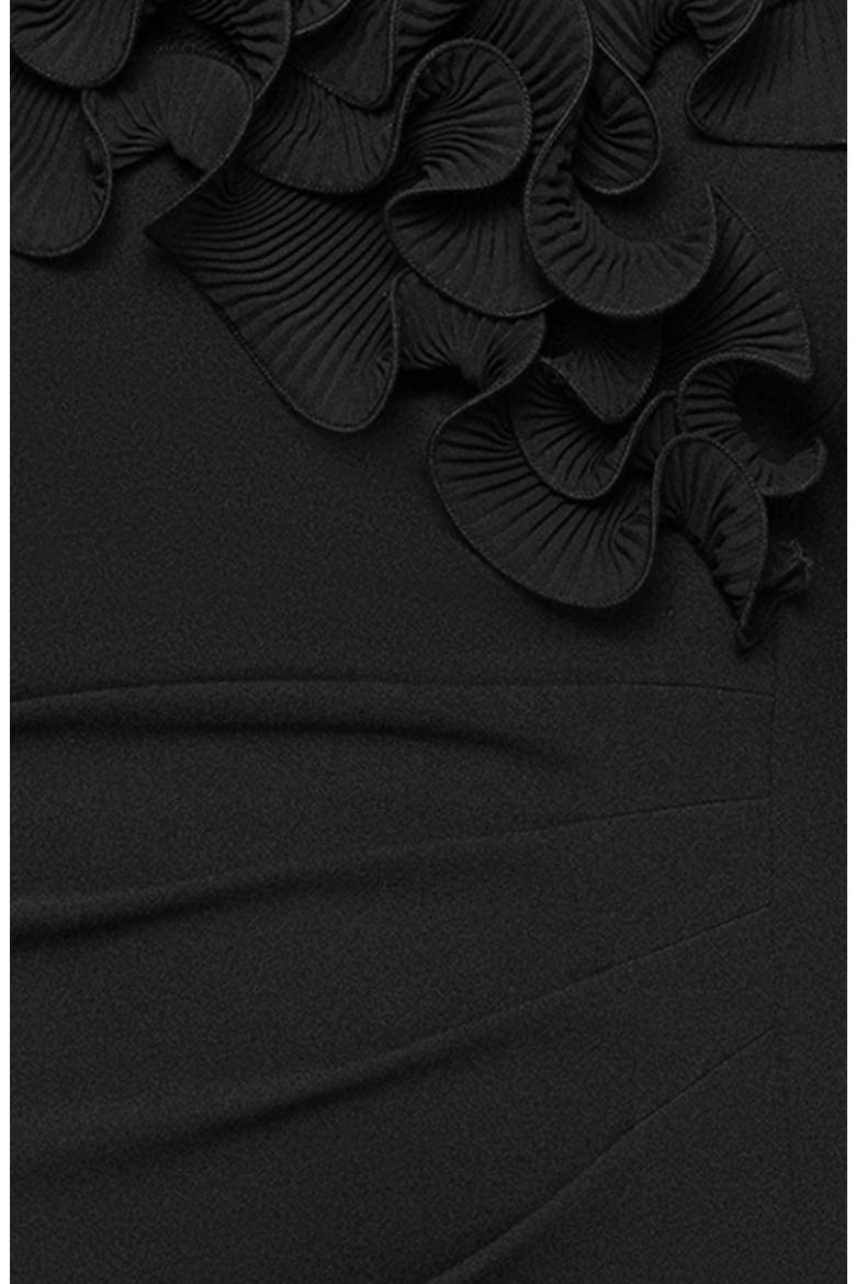 Ruffle Scuba Knit Sheath Gown, Alternate, color, BLACK
