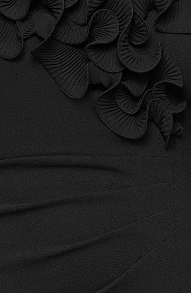 Xscape Evenings Ruffle Scuba Knit Sheath Gown, Alternate, color, Black