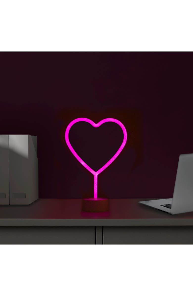 Northlight LED Heart Neon Table Light- 11.5" - Pink, Alternate, color, Pink