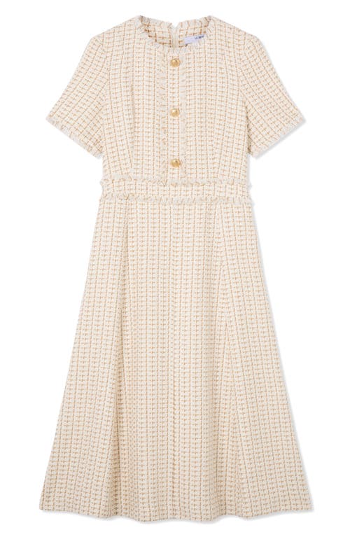 Lk Bennett Julia Tweed A-line Dress In White