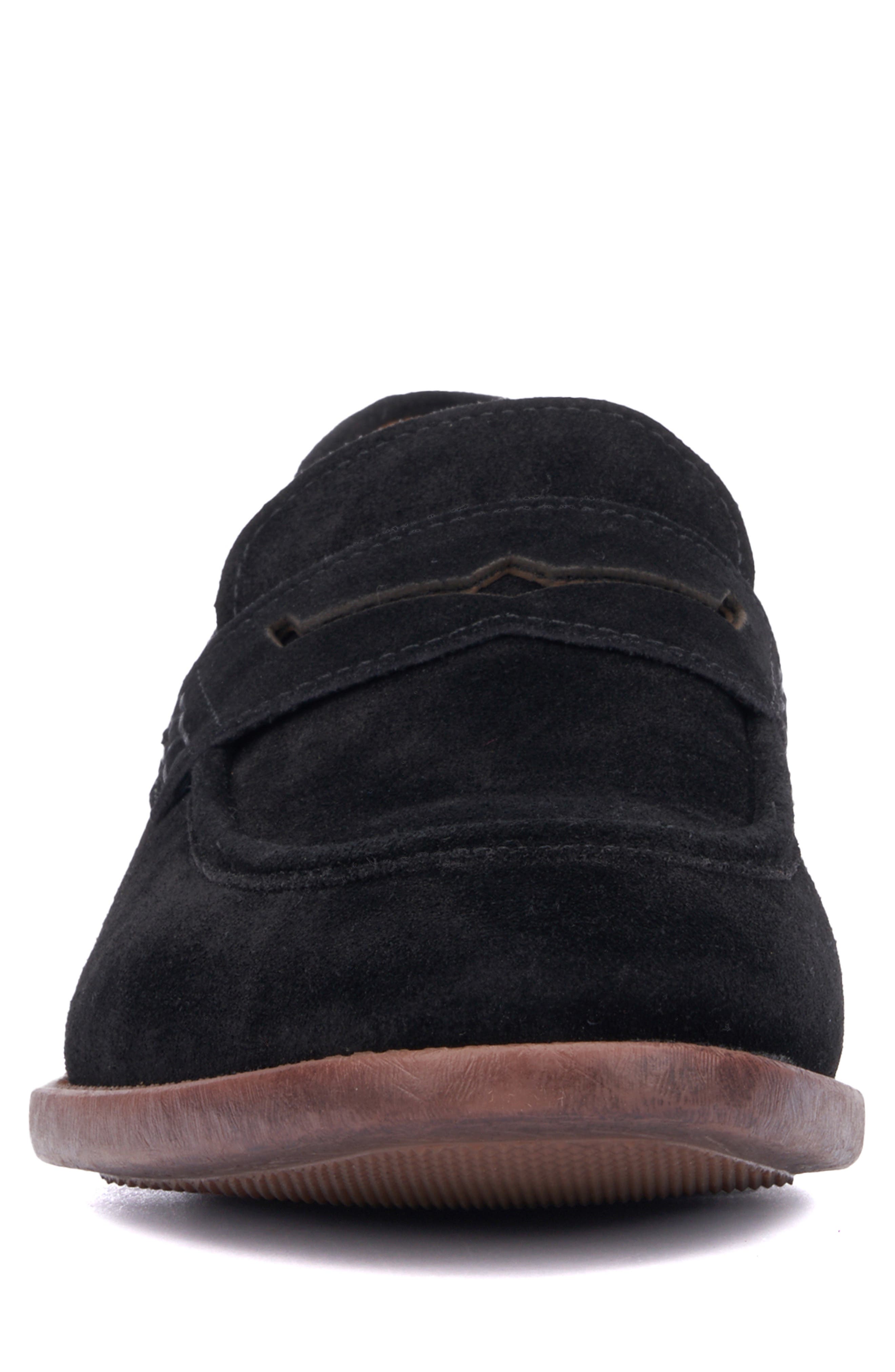 VINTAGE FOUNDRY Harry Apron Toe Penny Loafer, Alternate, color, Black Suede