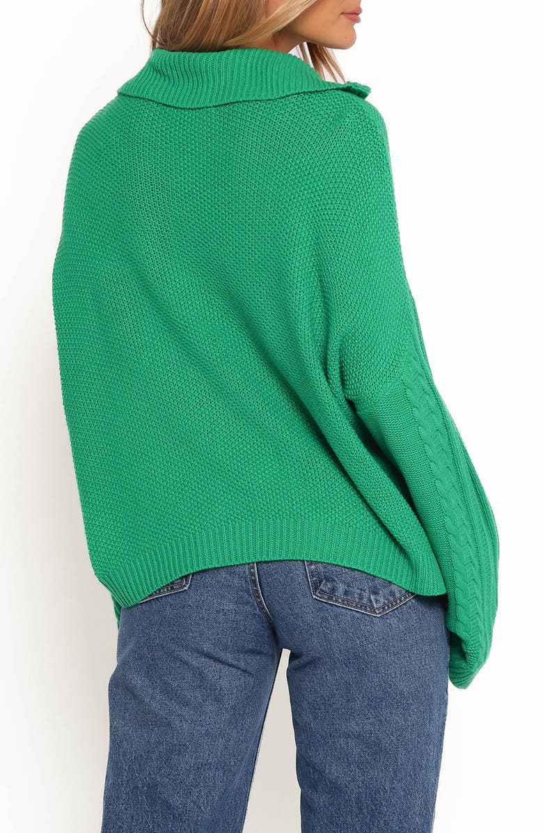 Petal & Pup Leon Oversize Cable Stitch Quarter Zip Sweater, Alternate, color, Green