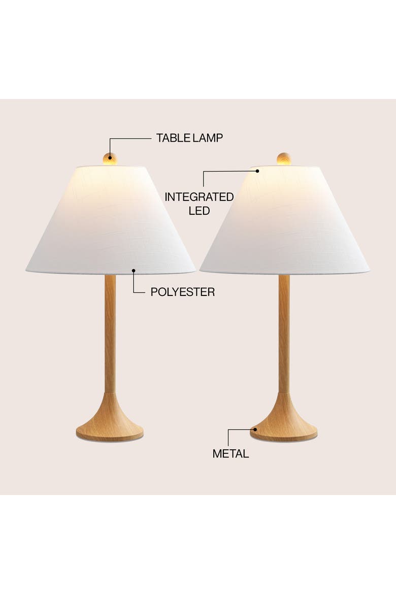 Albie 25" Modern Coastal Iron Column LED Table Lamp, Alternate, color, Brown Wood Finish