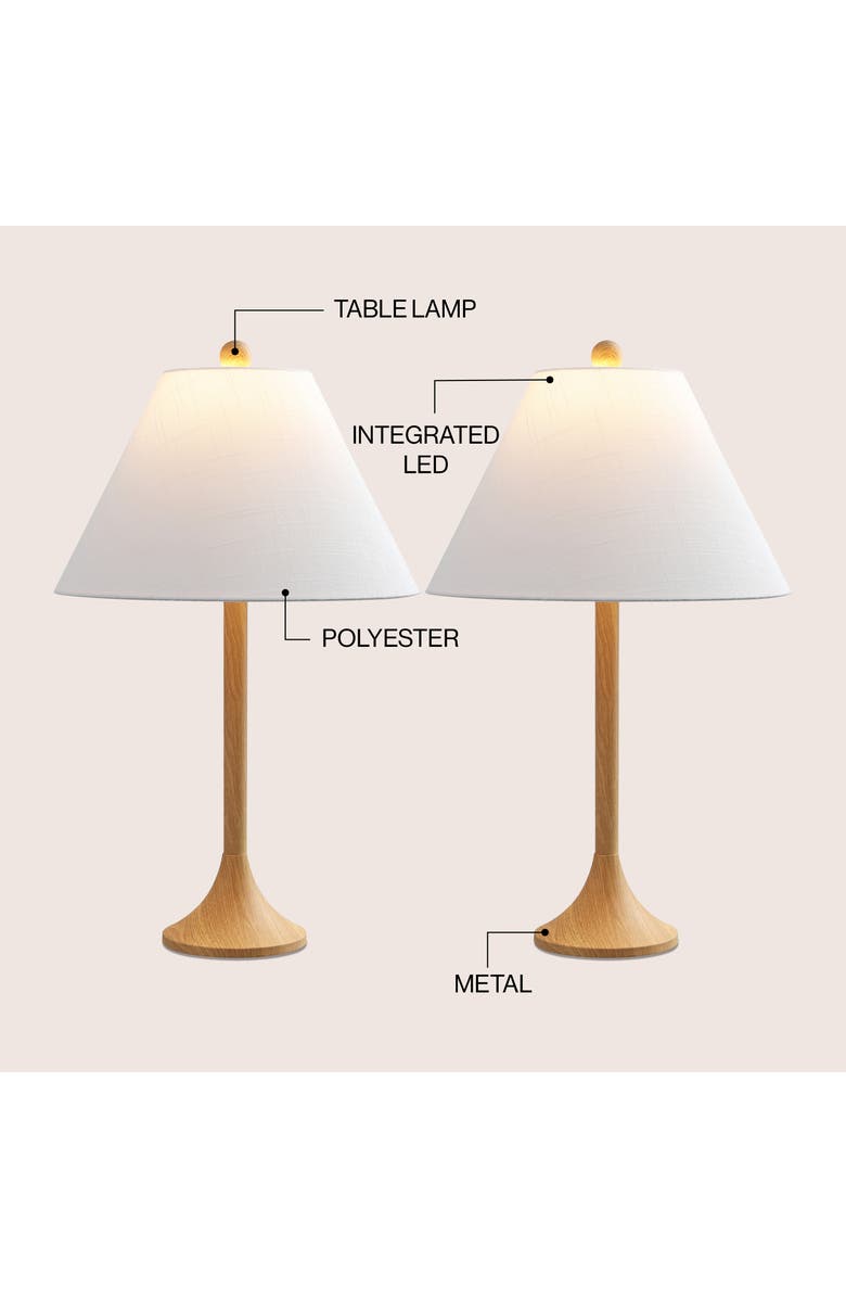 JONATHAN Y Albie 25" Modern Coastal Iron Column LED Table Lamp, Alternate, color, Brown Wood Finish