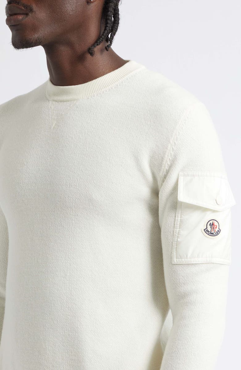 Moncler Wool Crewneck Sweater, Alternate, color, Silk White