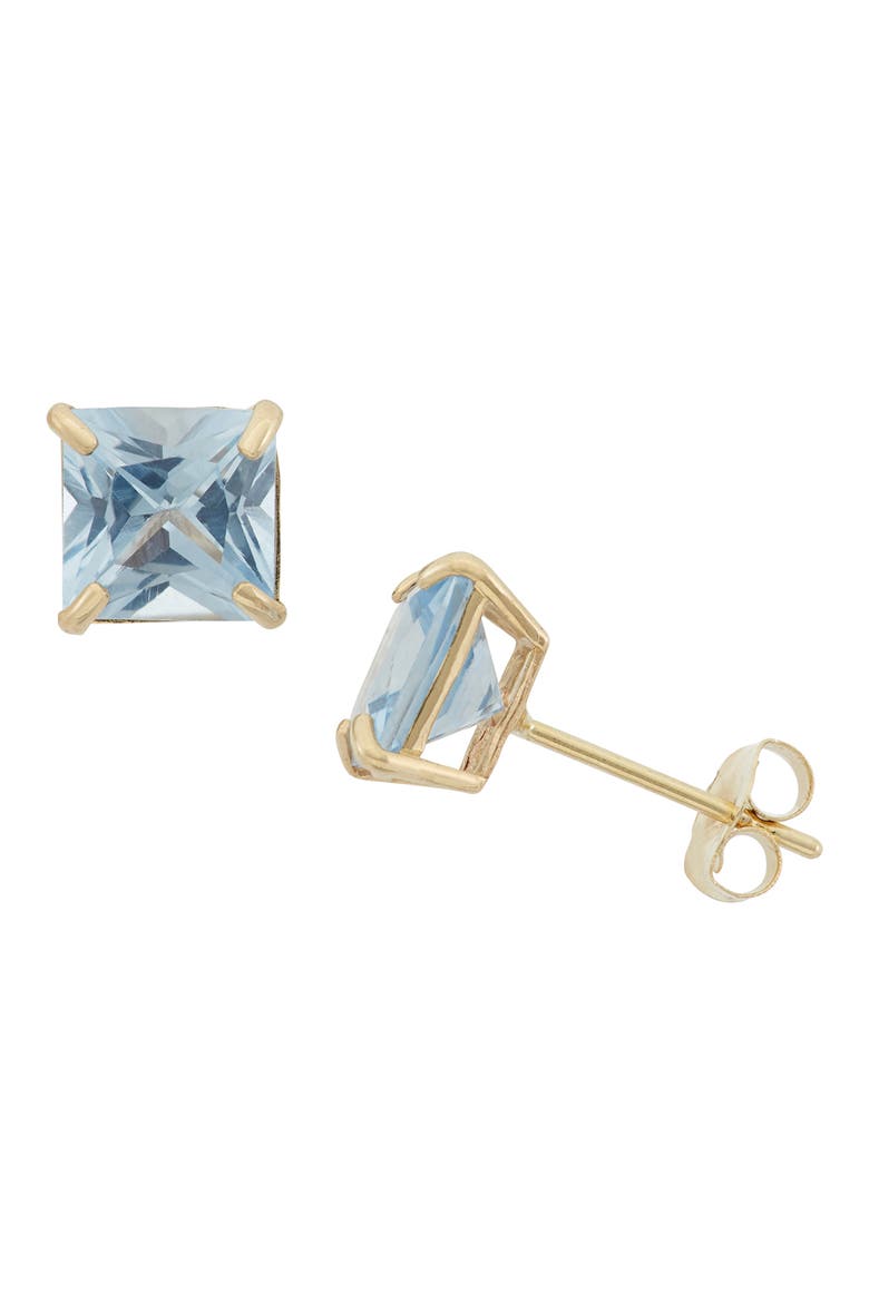 Princess Cut Stud Earrings, Main, color, 10KT CR AQUA