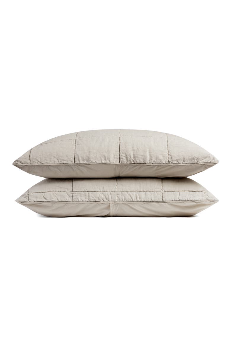 Linen Box Quilted Sham Set, Main, color, BONE