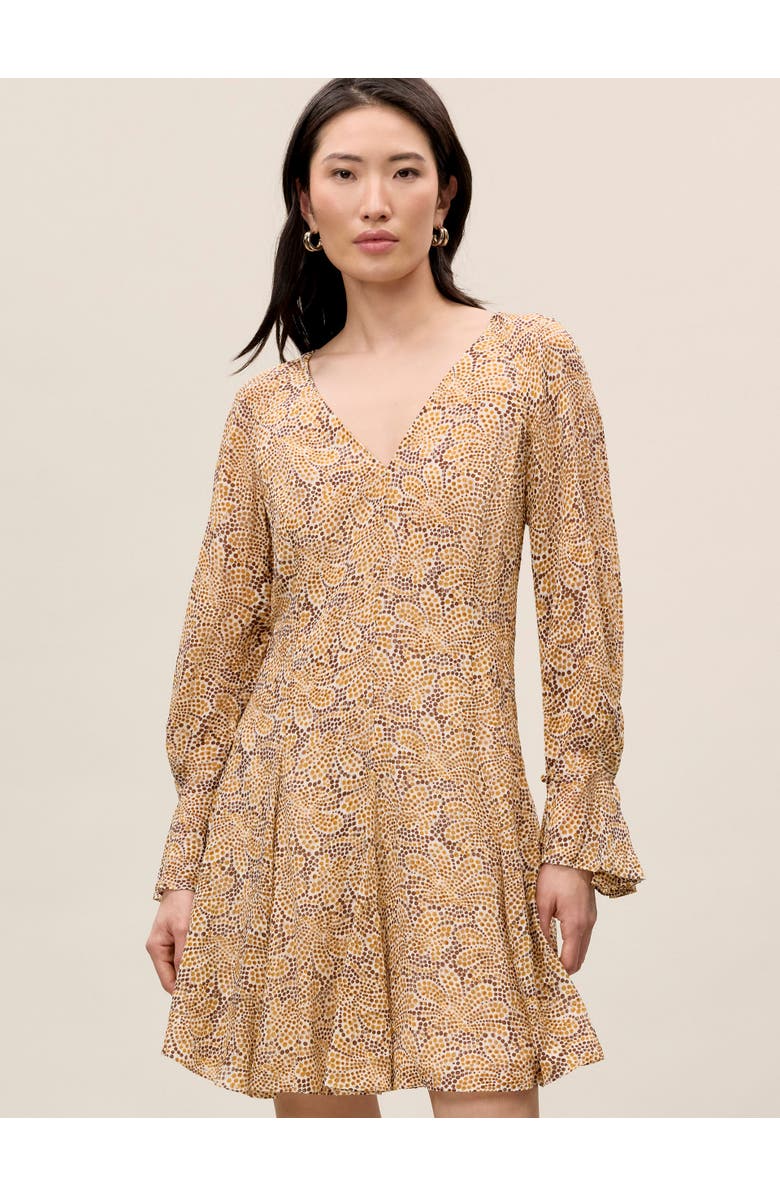 Rebecca Taylor Silk Burnout Check Godet Dress, Alternate, color, Speckled Fleur